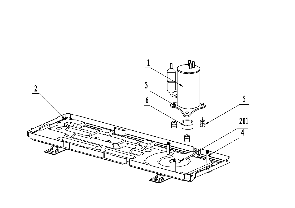 Air-conditioner compressor structure with compressor damping block and air-conditioner outdoor unit thereof