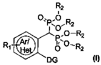 Preparation method and application of aryl bisphosphonate derivative