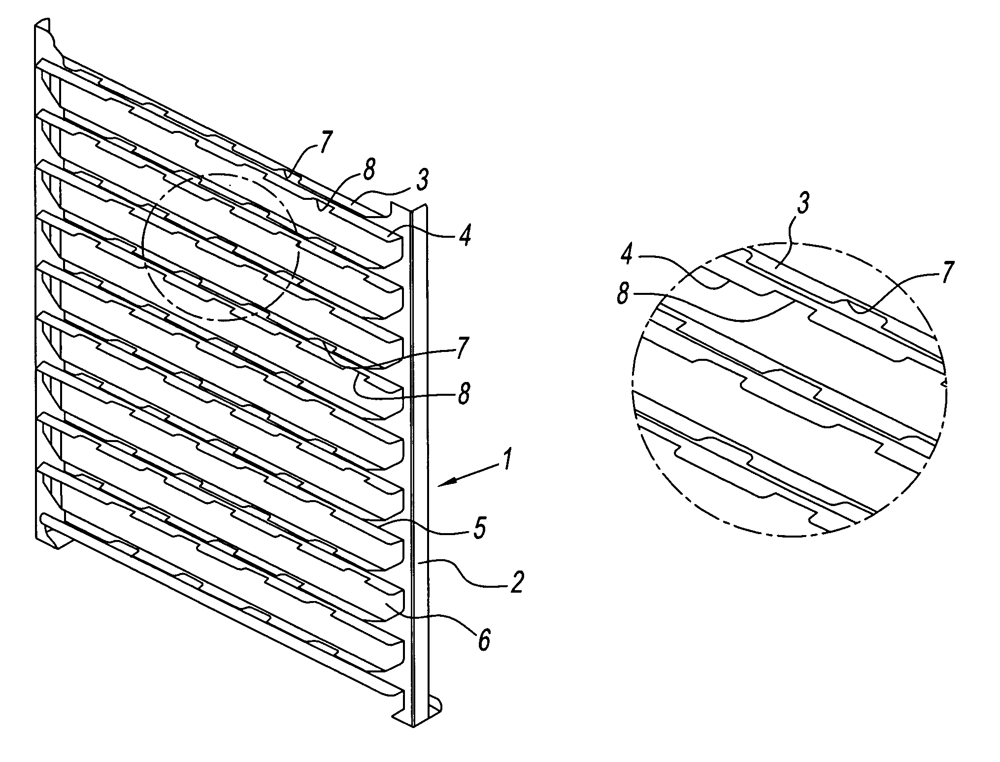 Suspension or rack frame for apparatus for the heat treatment of substances, especially foodstuffs