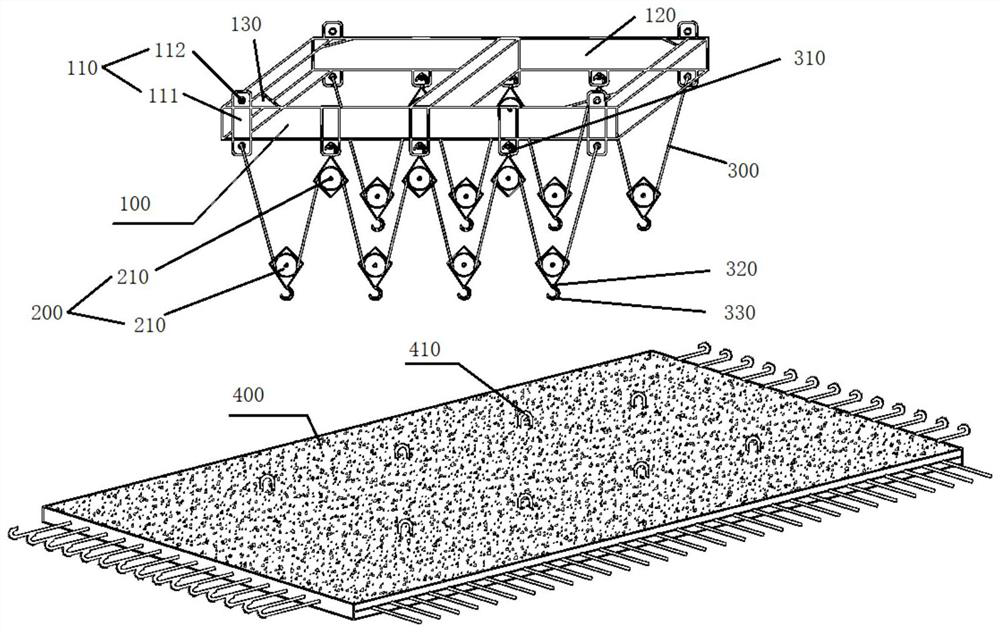 Hoisting system and method for prefabricated laminated slab