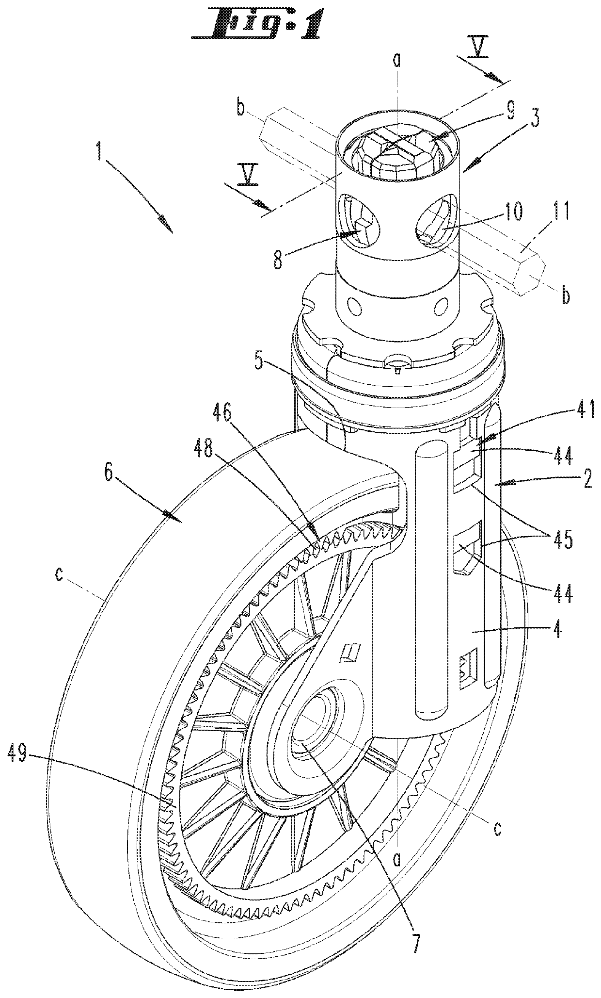 Caster comprising a running wheel