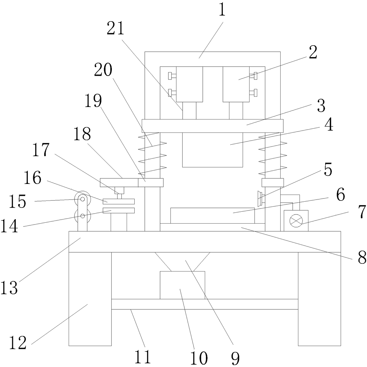 Continuous stamping device for brake shrapnel