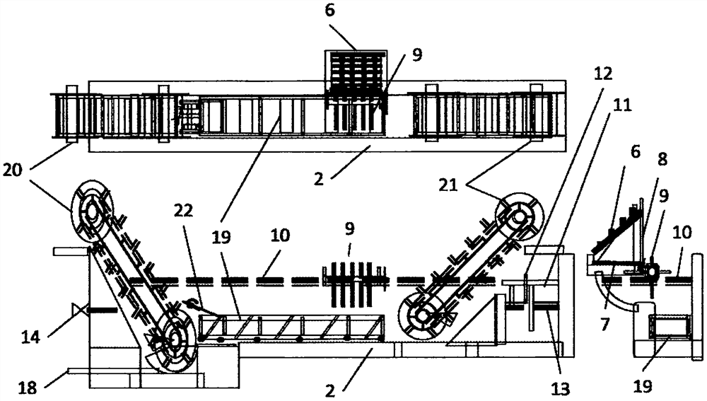 Water bath bottom scraping and conveying machine of urban solid waste on-site treatment device