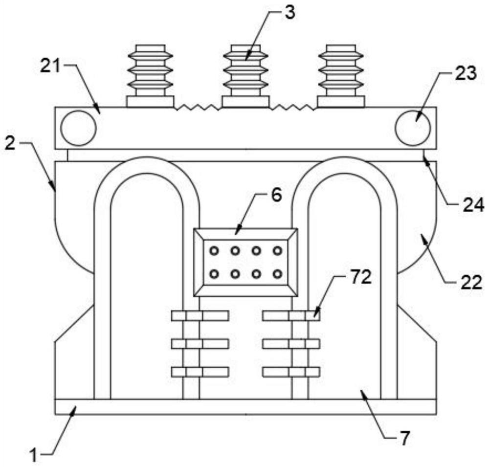 High-capacity three-phase voltage transformer