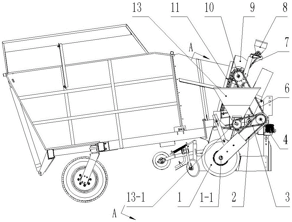 Synchronizing device of seed-pre-cutting type sugarcane planting machine