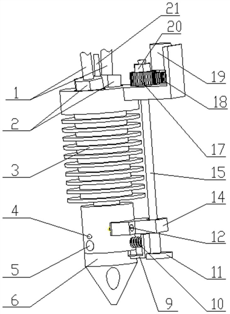 A 3D printing device for continuous fiber reinforced composite materials with a shearing mechanism