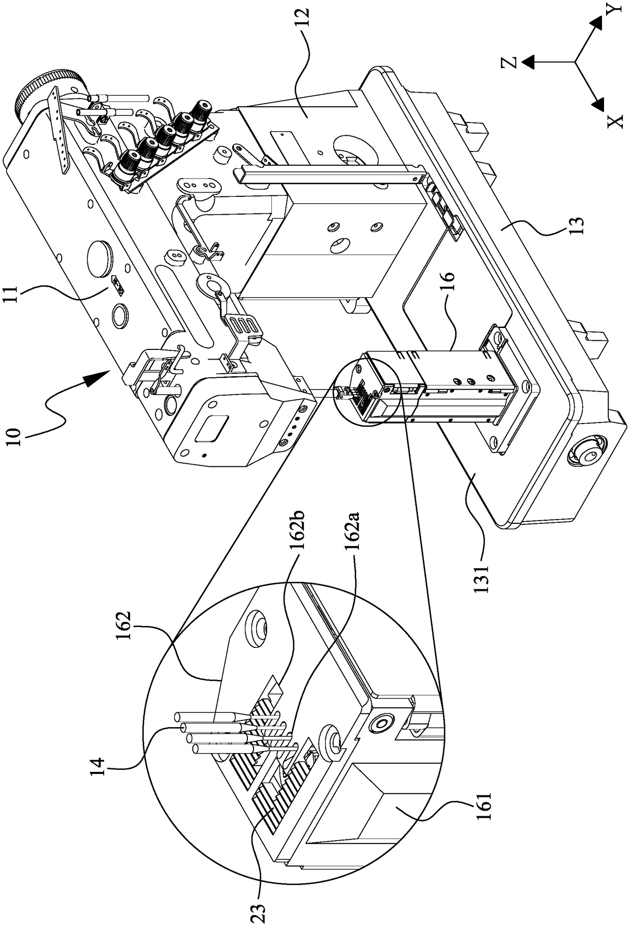 High head column type multineedle sewing machine