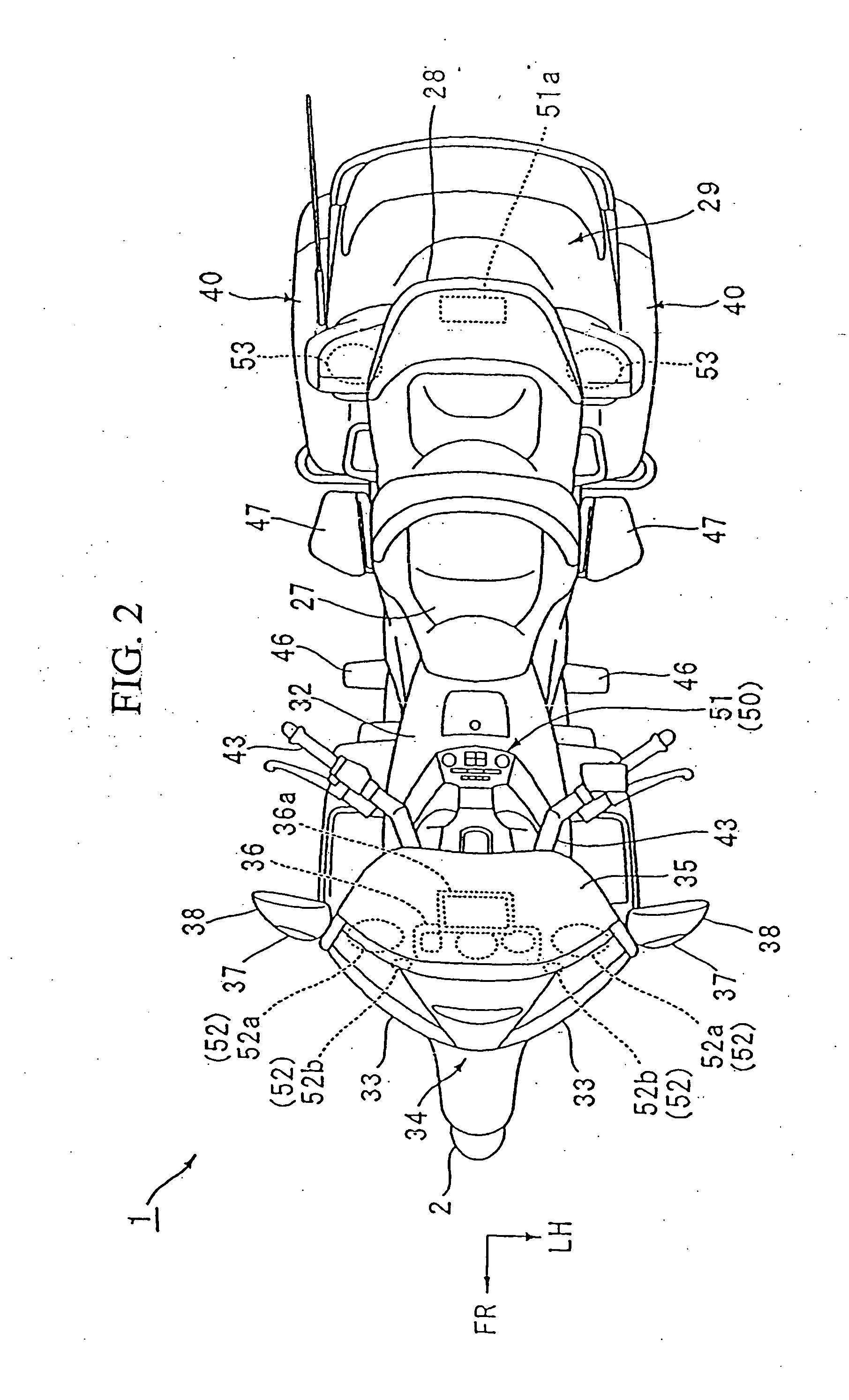 Audio device arrangement structure for a motorcycle, and motorcycle incorporating same