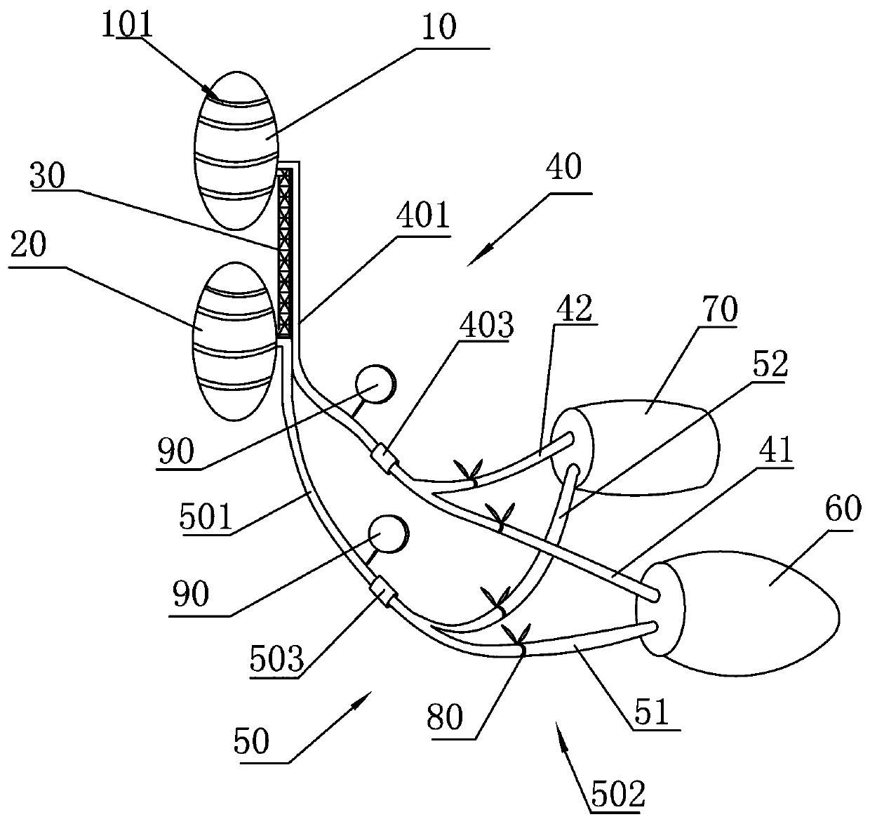 Rectum eccentric type double-cavity airbag