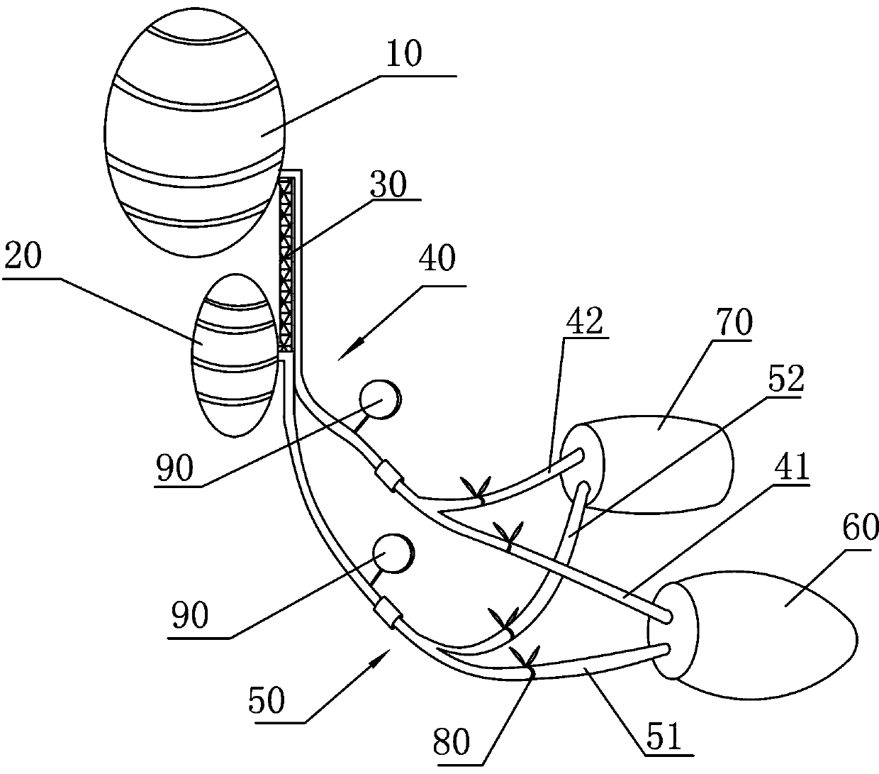 Rectum eccentric type double-cavity airbag