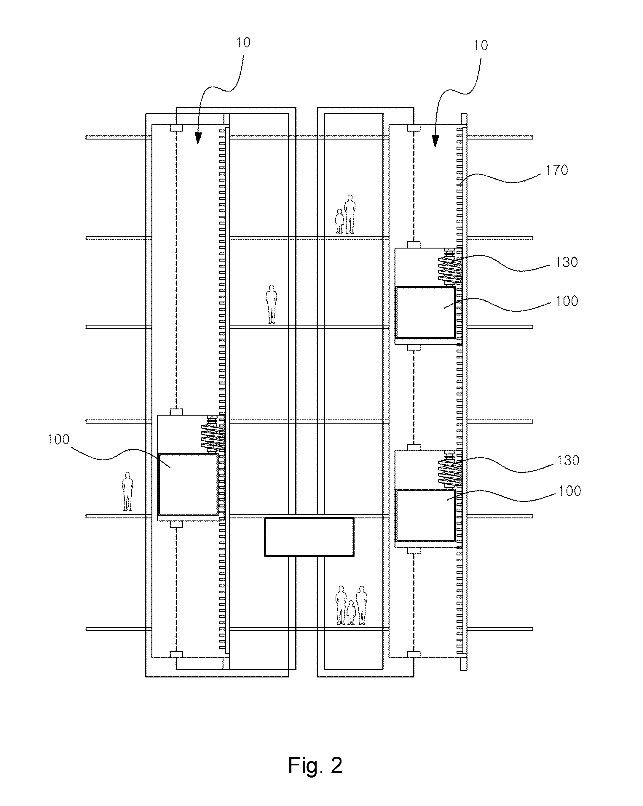 Wormgear shaped driving part, elevator using wormgear shaped driving part and elevating system