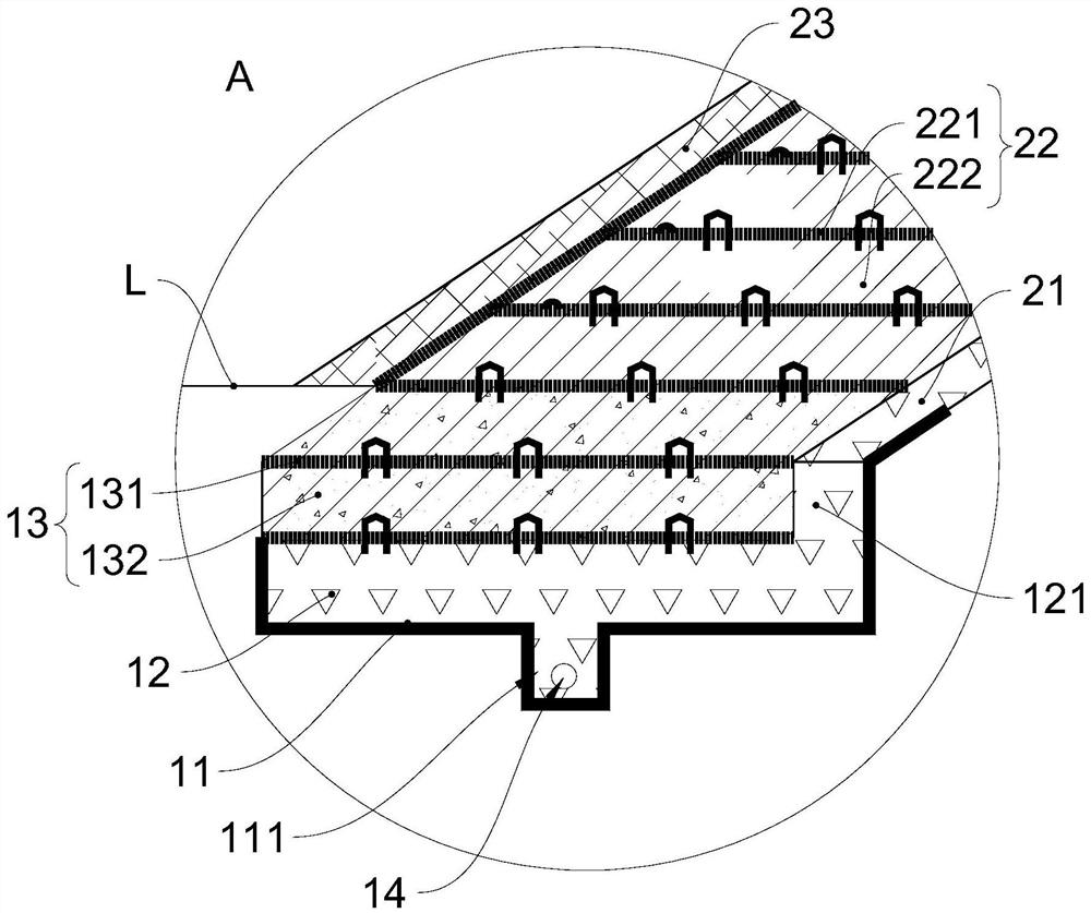 Protection structure of expansive soil cutting slope and construction method