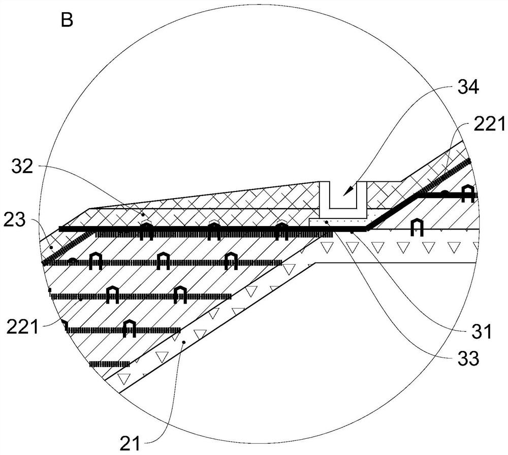 Protection structure of expansive soil cutting slope and construction method