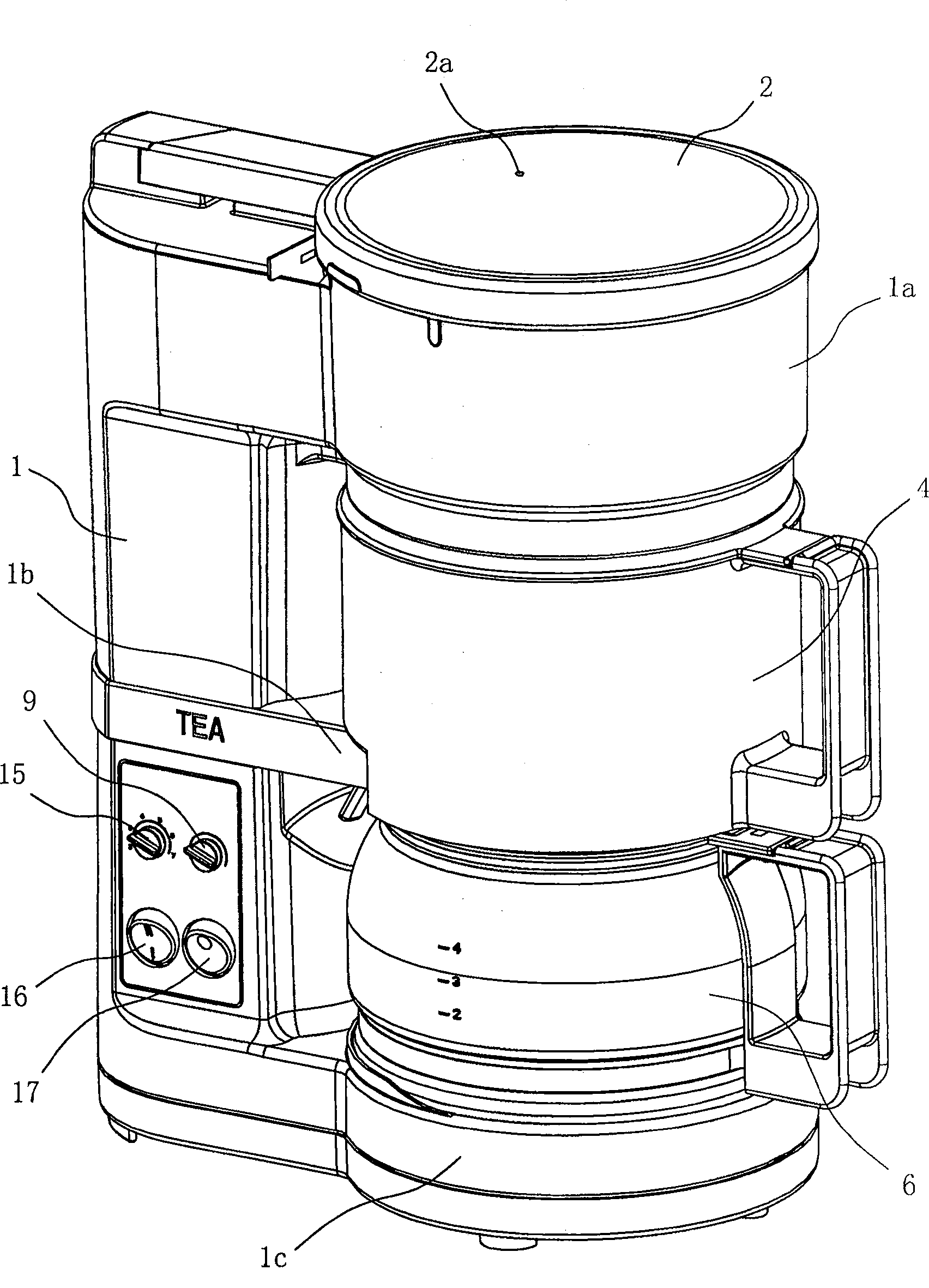 Tea water pouring device and method for pouring tea water