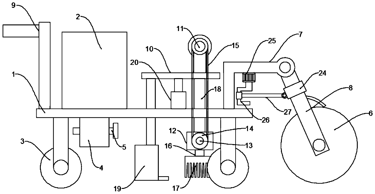 Asphalt laying device for road construction