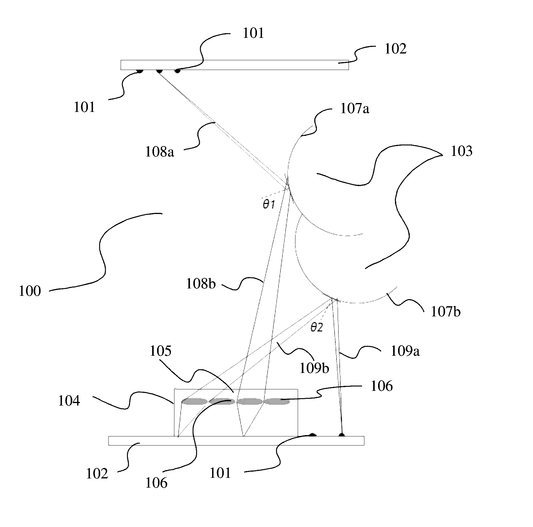 Gaze tracking device and a head mounted device embedding said gaze tracking device