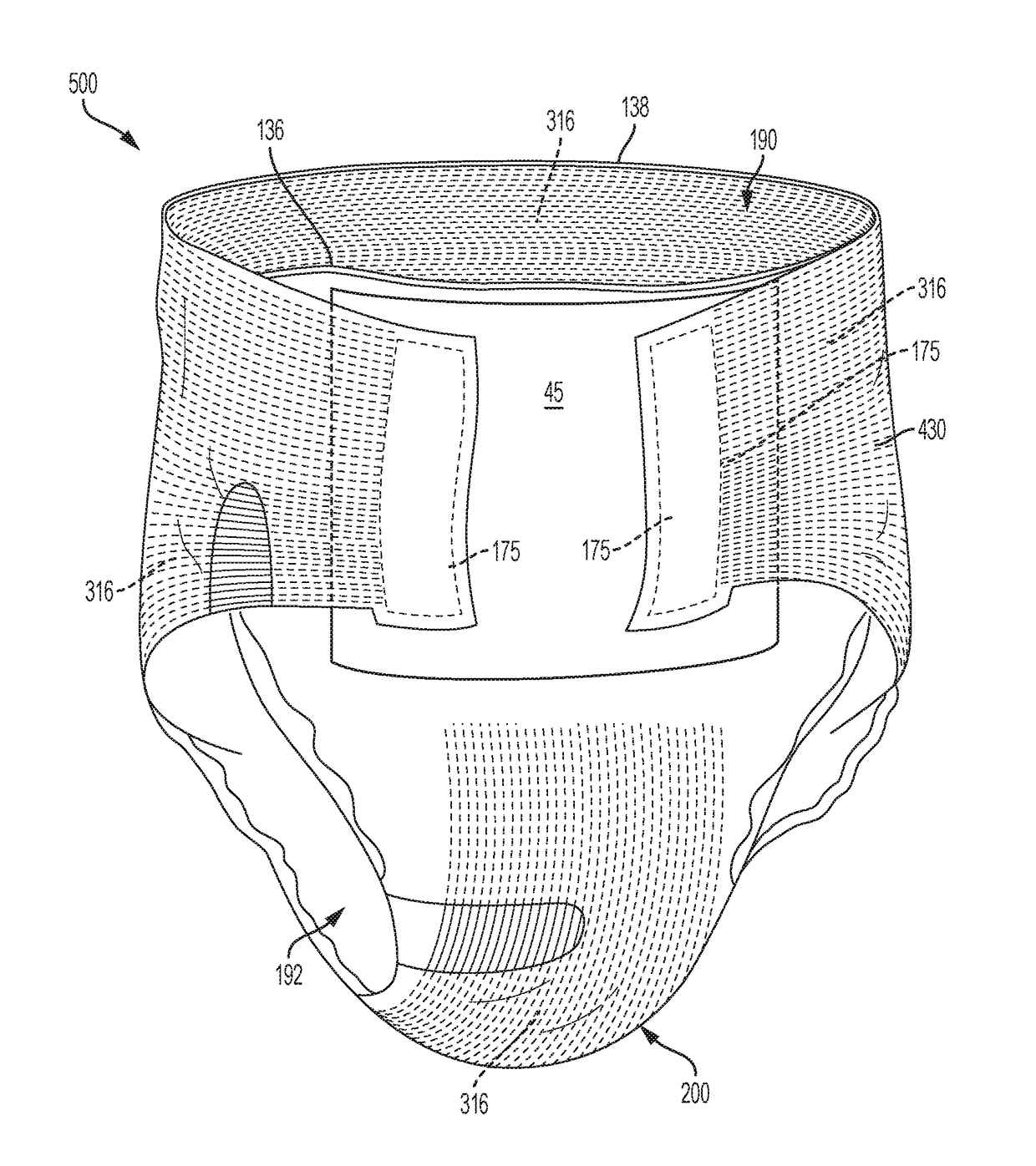 Absorbent article(s) chassis comprising beamed elastics