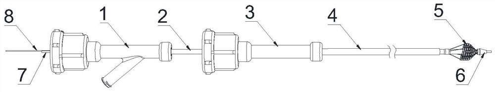 Thrombus breaking and collecting mechanism of thrombus capturing and removing catheter device