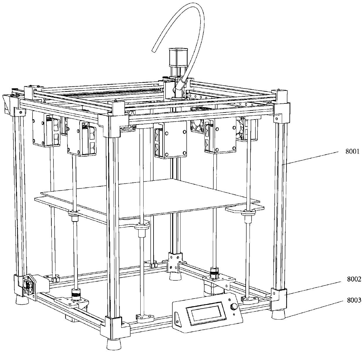 3D ceramic printing device drying by virtue of heating fan