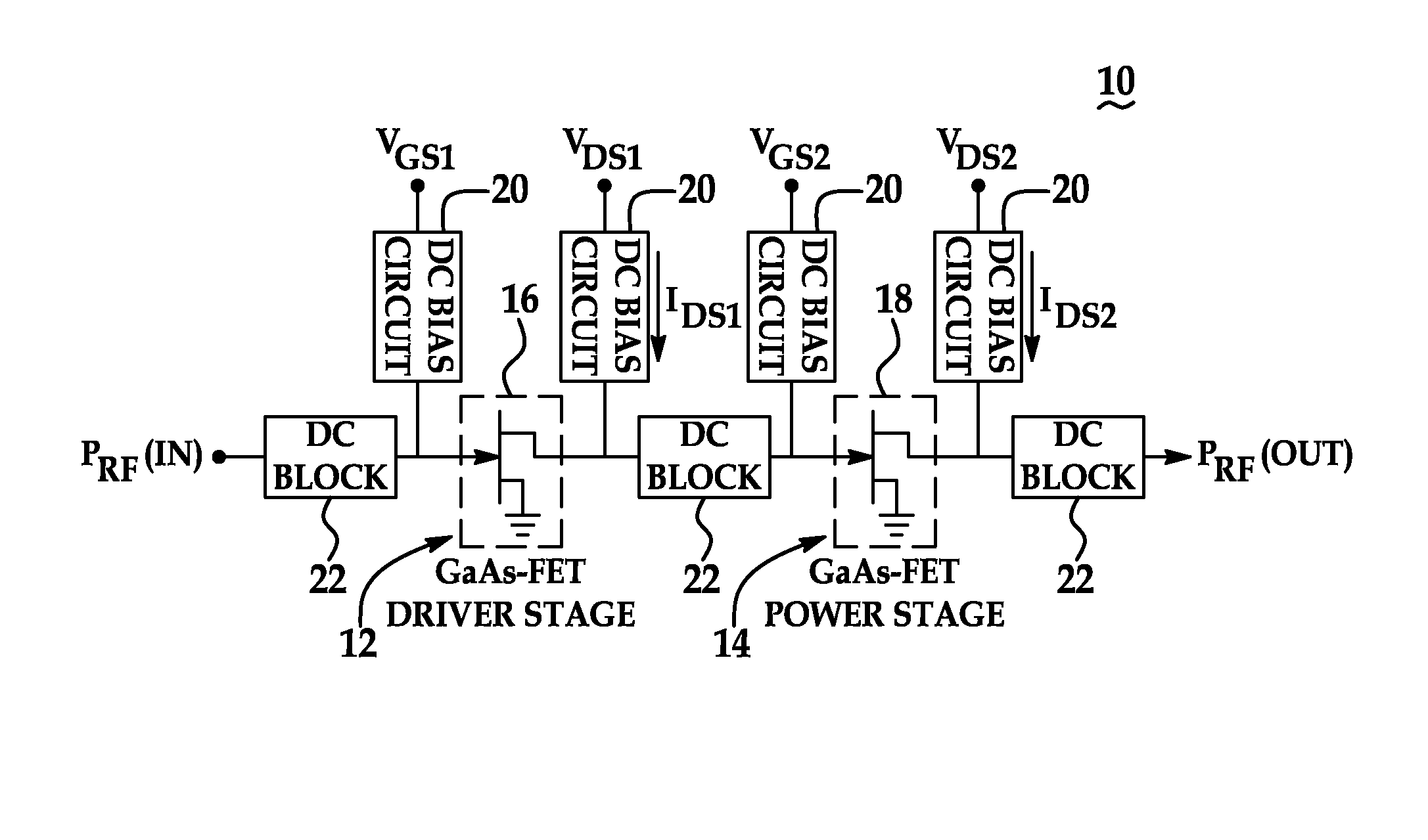 Microwave variable power solid state power amplifier (SSPA) with constant efficiency and linearity