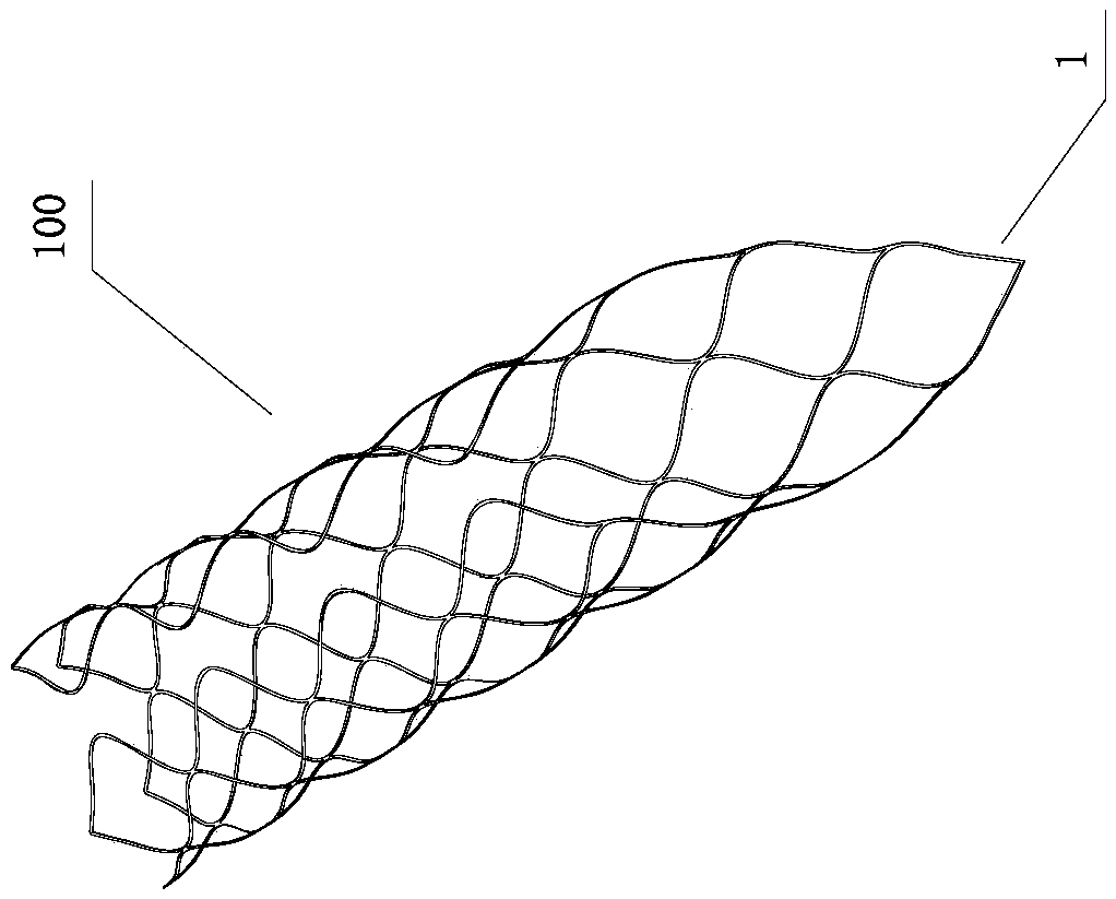 A thrombectomy bracket with a gradually changing mesh