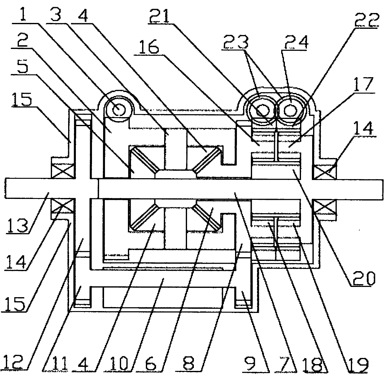 Planetary shaft difference adjusting differential mechanism