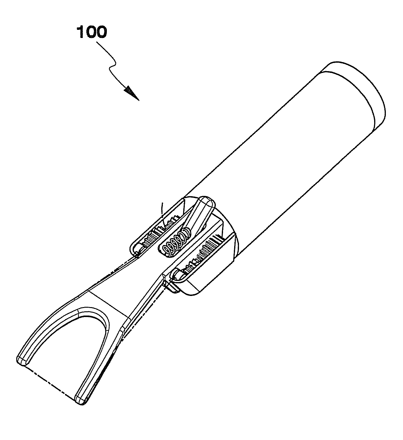 Flossing device with internal floss feed