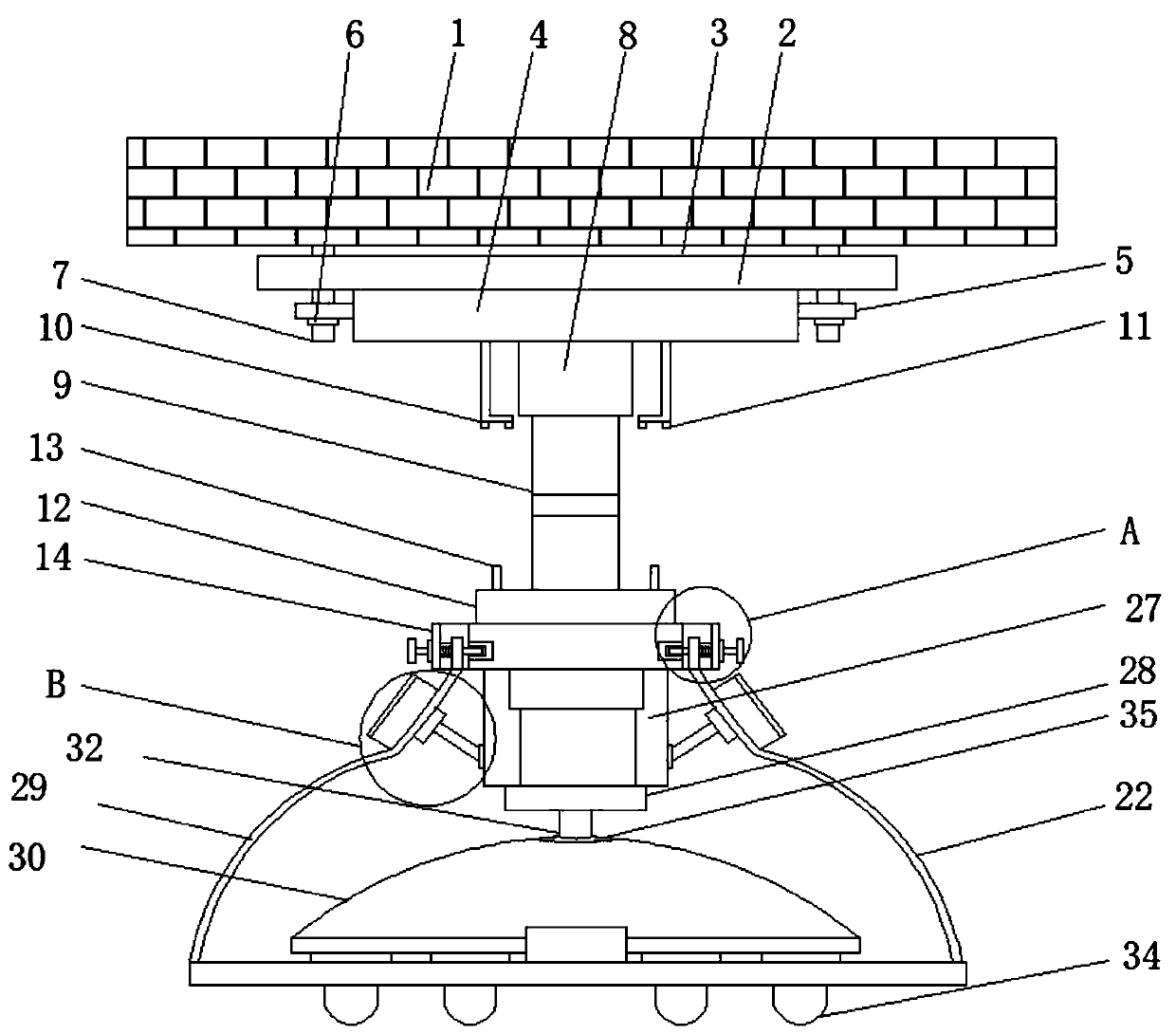 Directional adjusting device for bridge road illuminating equipment