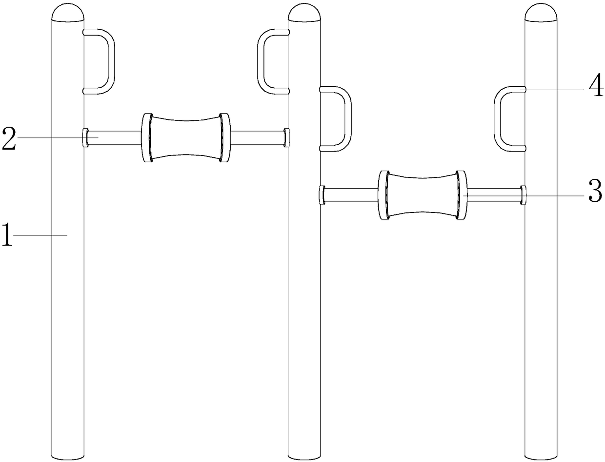 Community leg pressing device for utilizing rotary air blowing and heating to achieve self-drying function