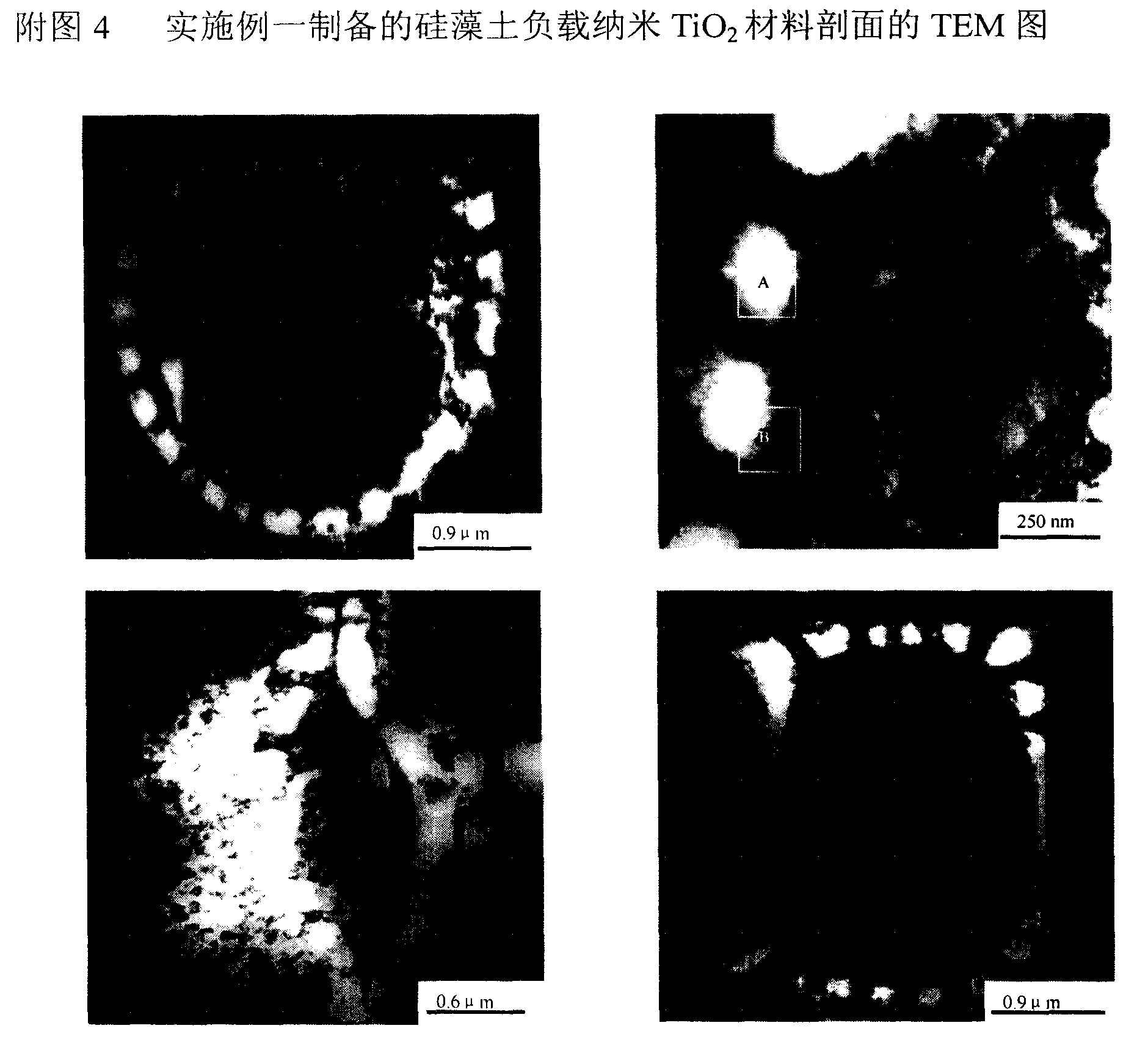 Method for producing tripolite loading nano-TIO2 material capable of being used for water and air purification