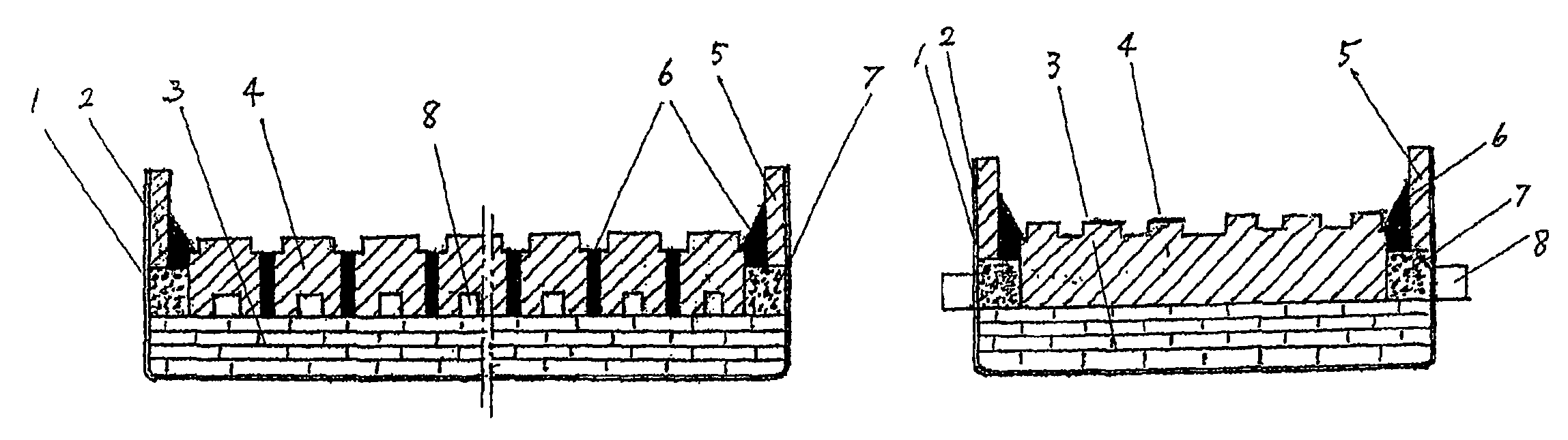 Aluminum electrolytic cells having heterotypic structured cathode carbon blocks