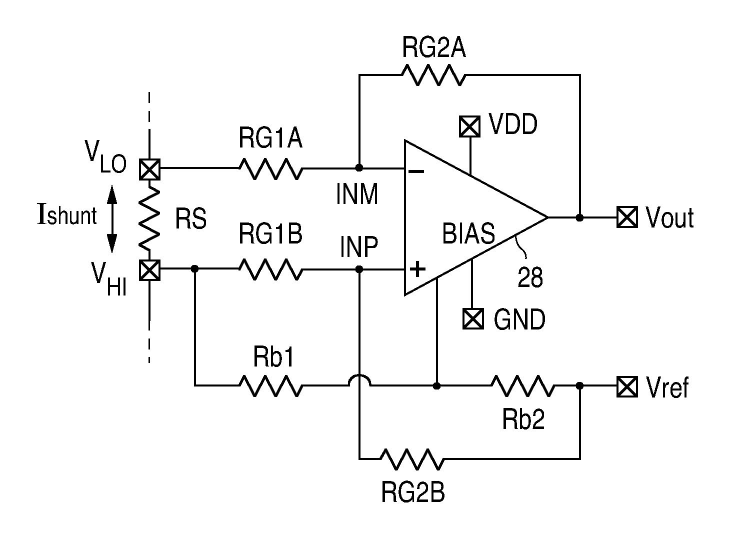 Current sense amplifier having bipolar common mode input range