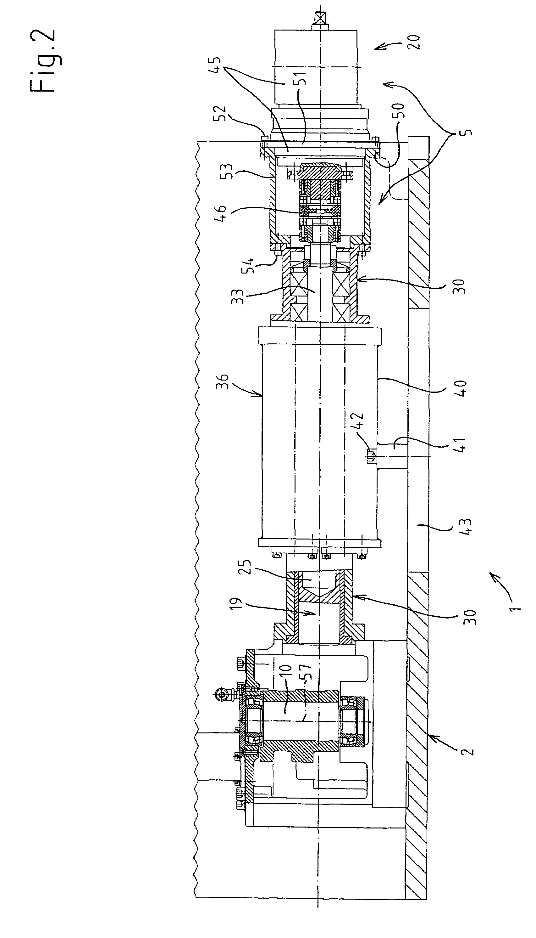 Device for closing and opening the mold halves of a glass molding machine