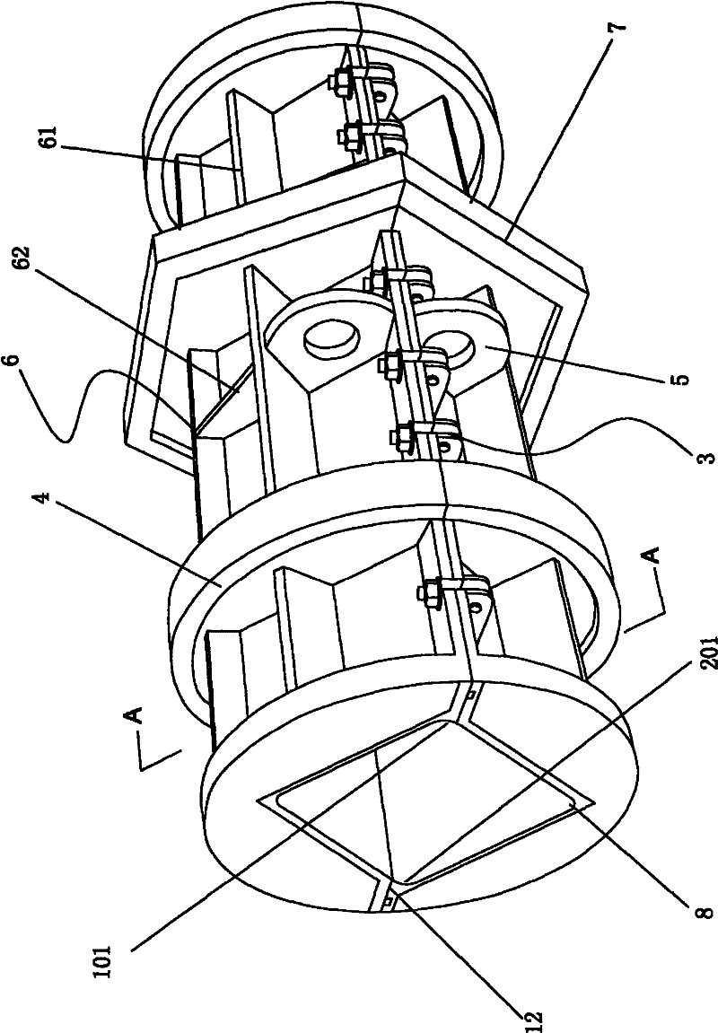 Concrete hollow square pile centrifugal casting mold