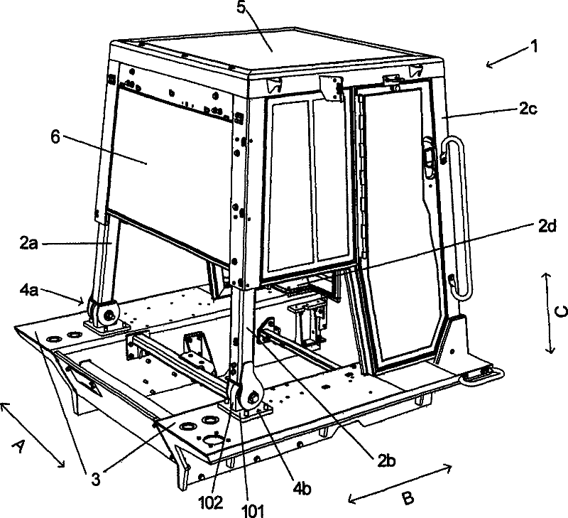 Cab structure for engineering machinery vehicle and vehicle with same structure