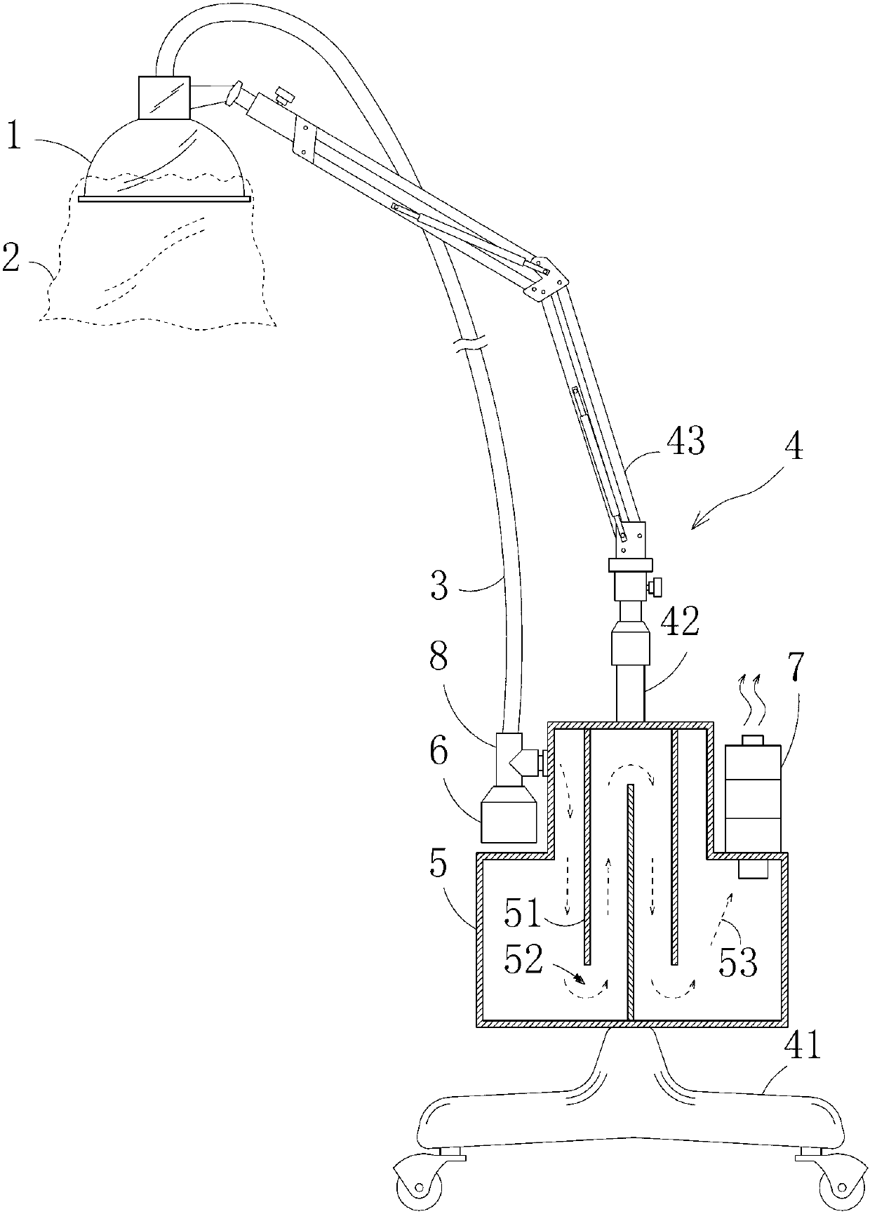 Smoke removing type moxa-moxibustion device