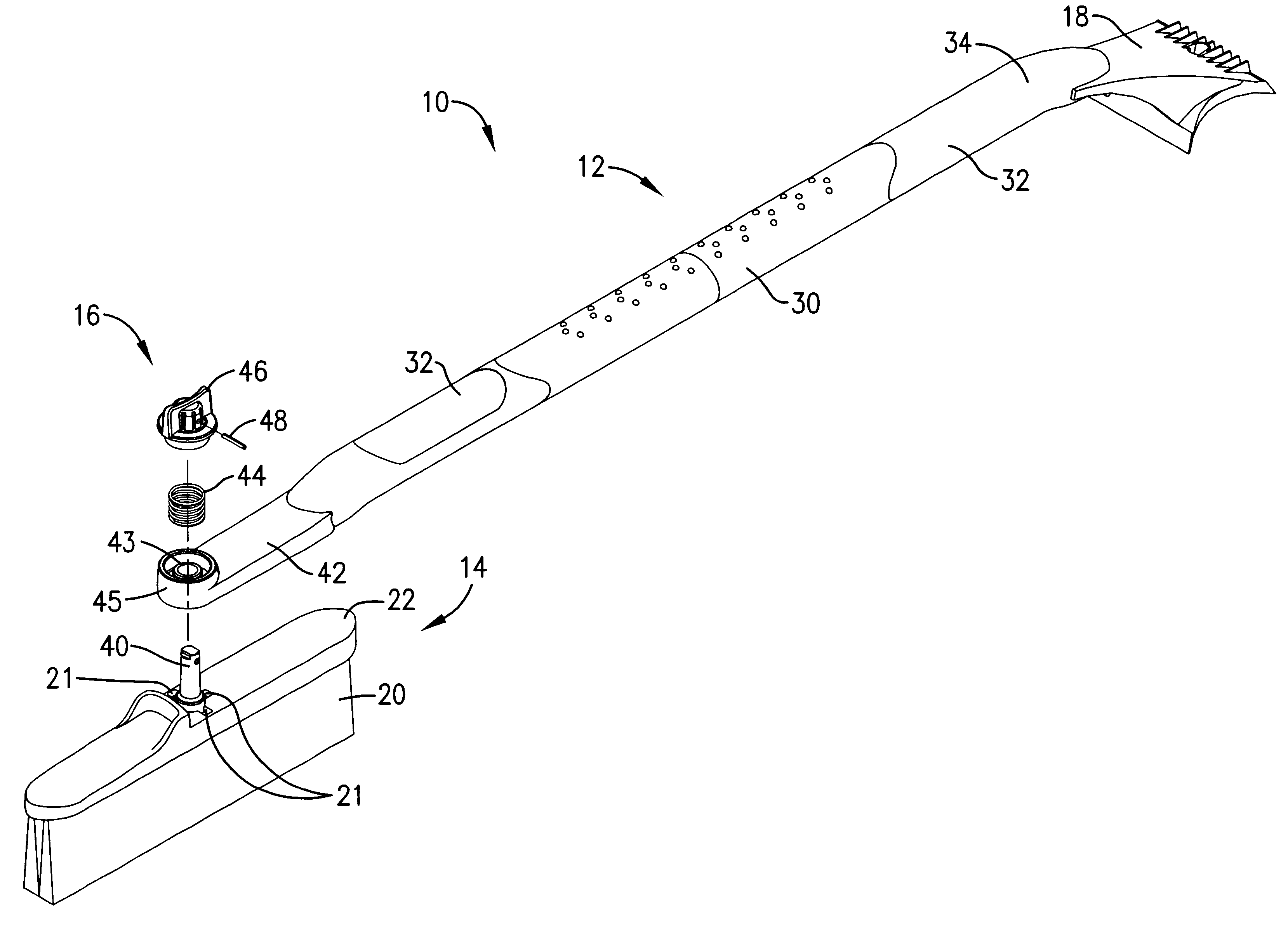 Tool having a scraper and a pivotally-mounted brush for cleaning and sweeping