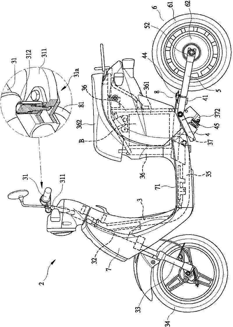 Parking structure for electric tricycle