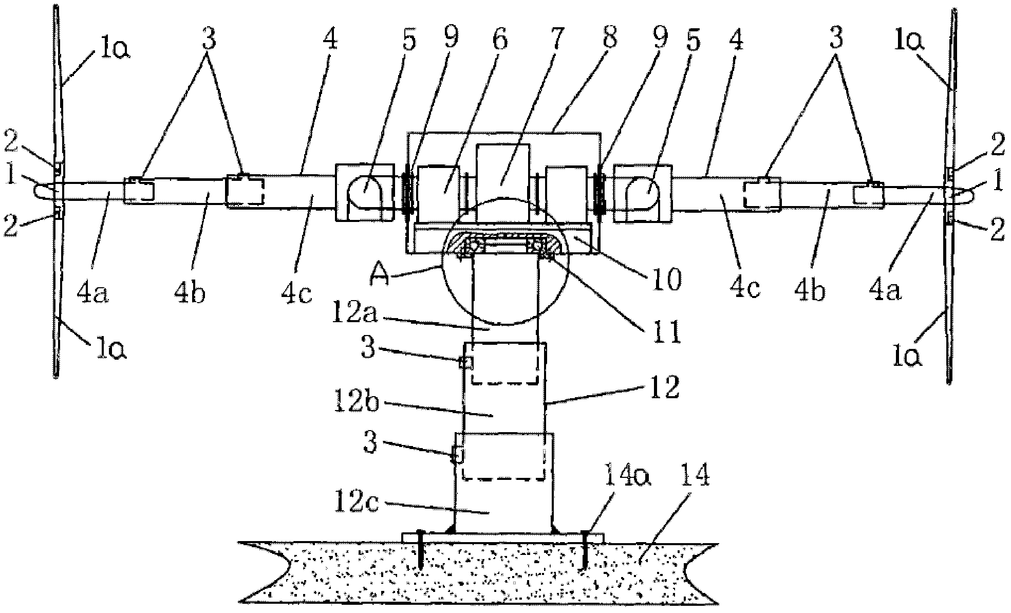 Forward and reverse rotation double impeller horizontal axis tidal current generator set