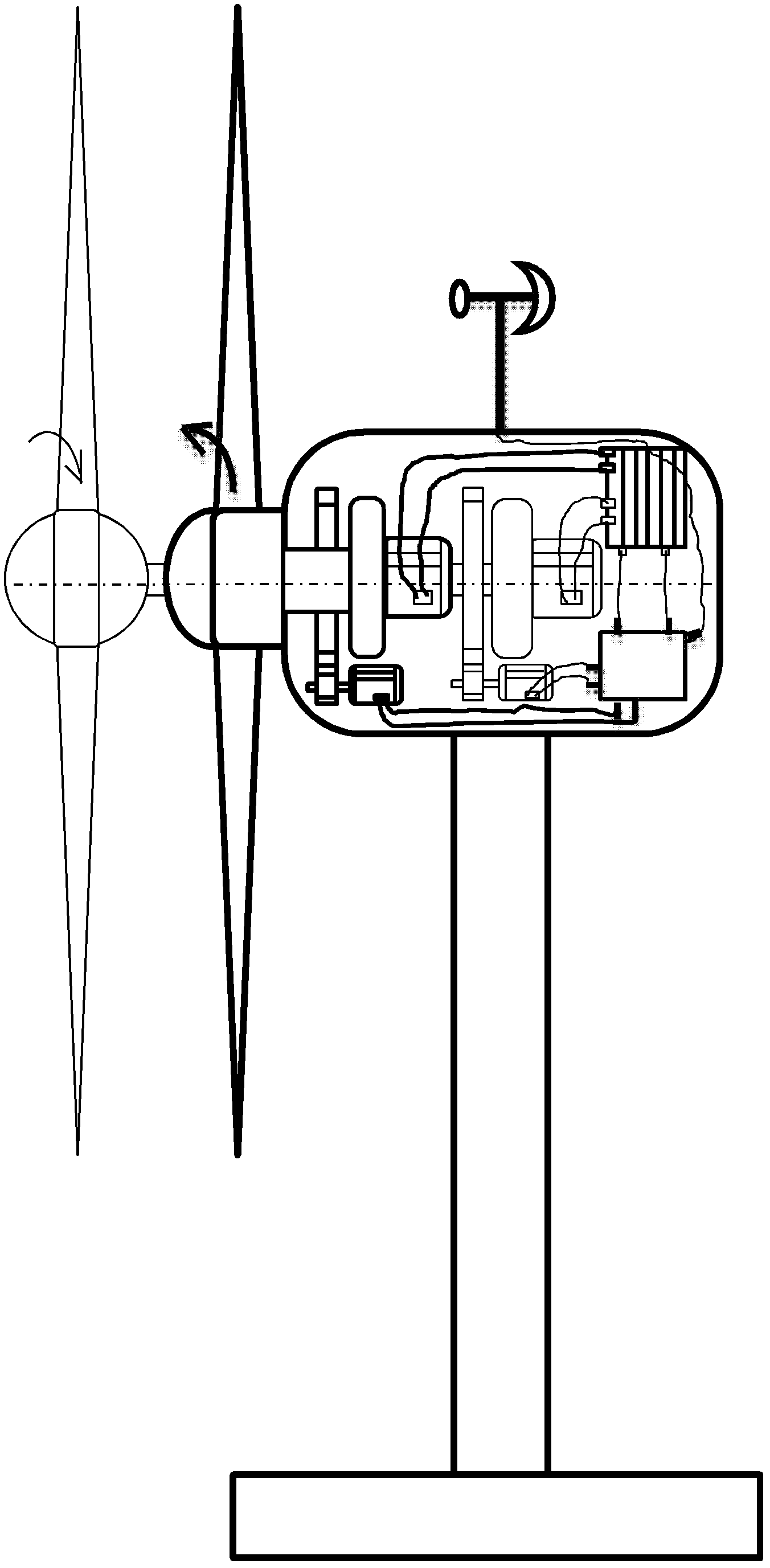 Forward and reverse rotation double impeller horizontal axis tidal current generator set