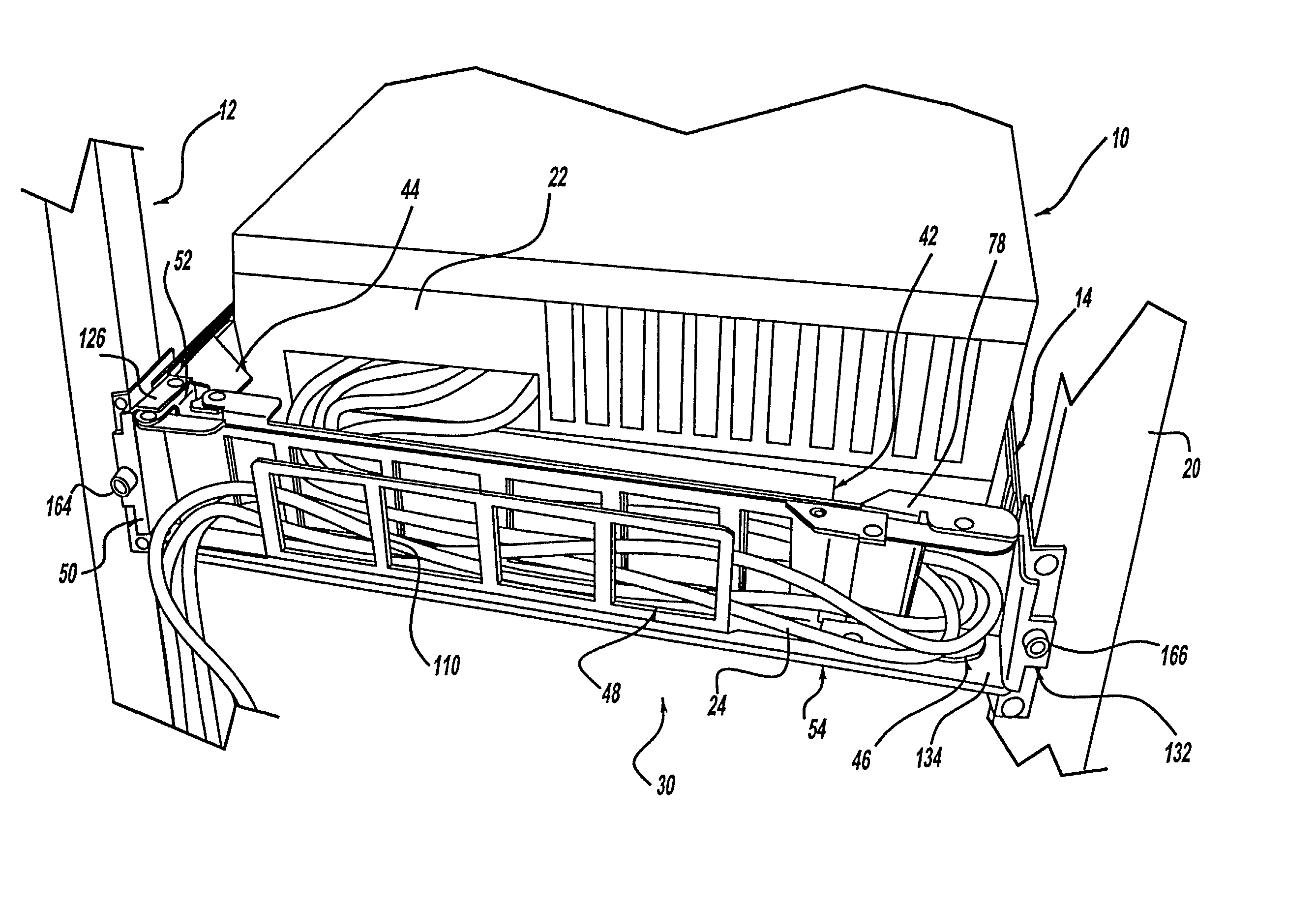 Cable management arm with trough and breakaway feature