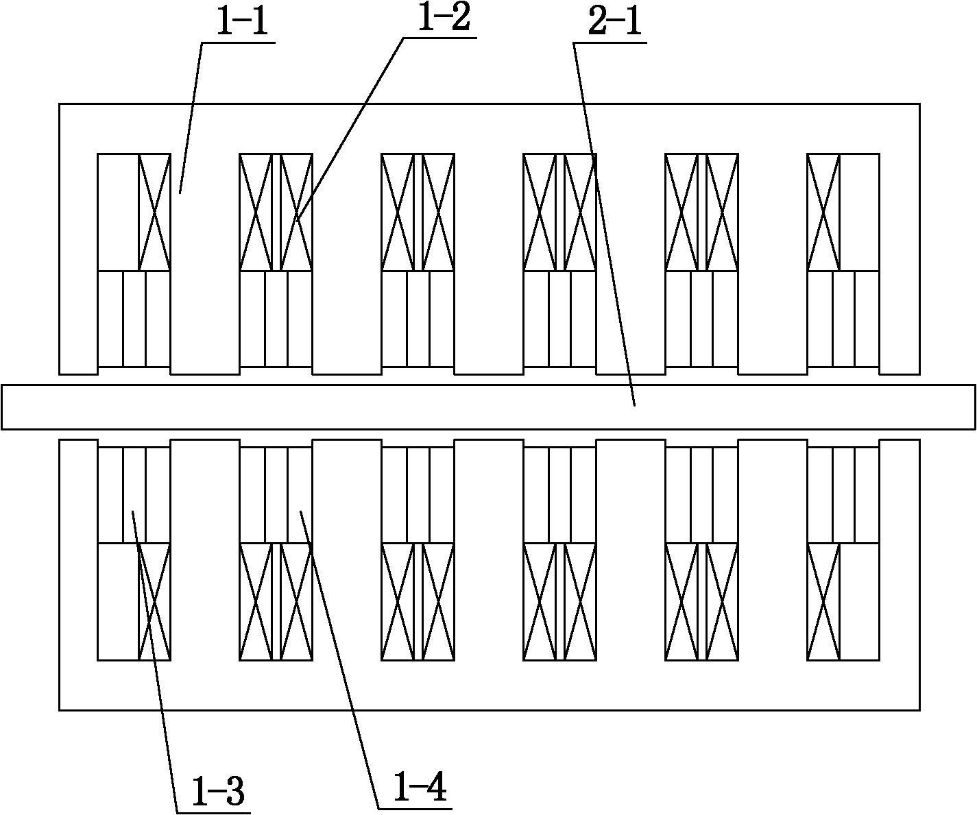 Longitudinal magnetic flux structure rectilinear eddy current brake