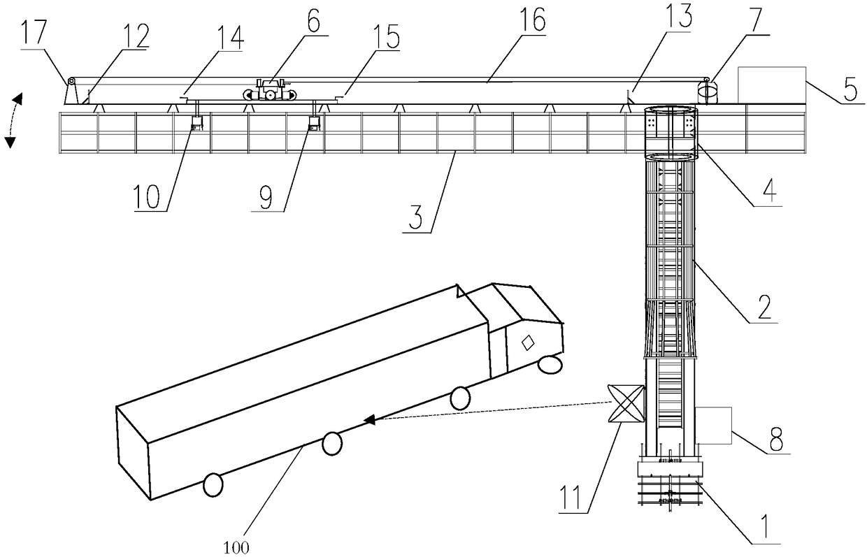 A rotating system for measuring the volume of a vehicle compartment and its measuring method