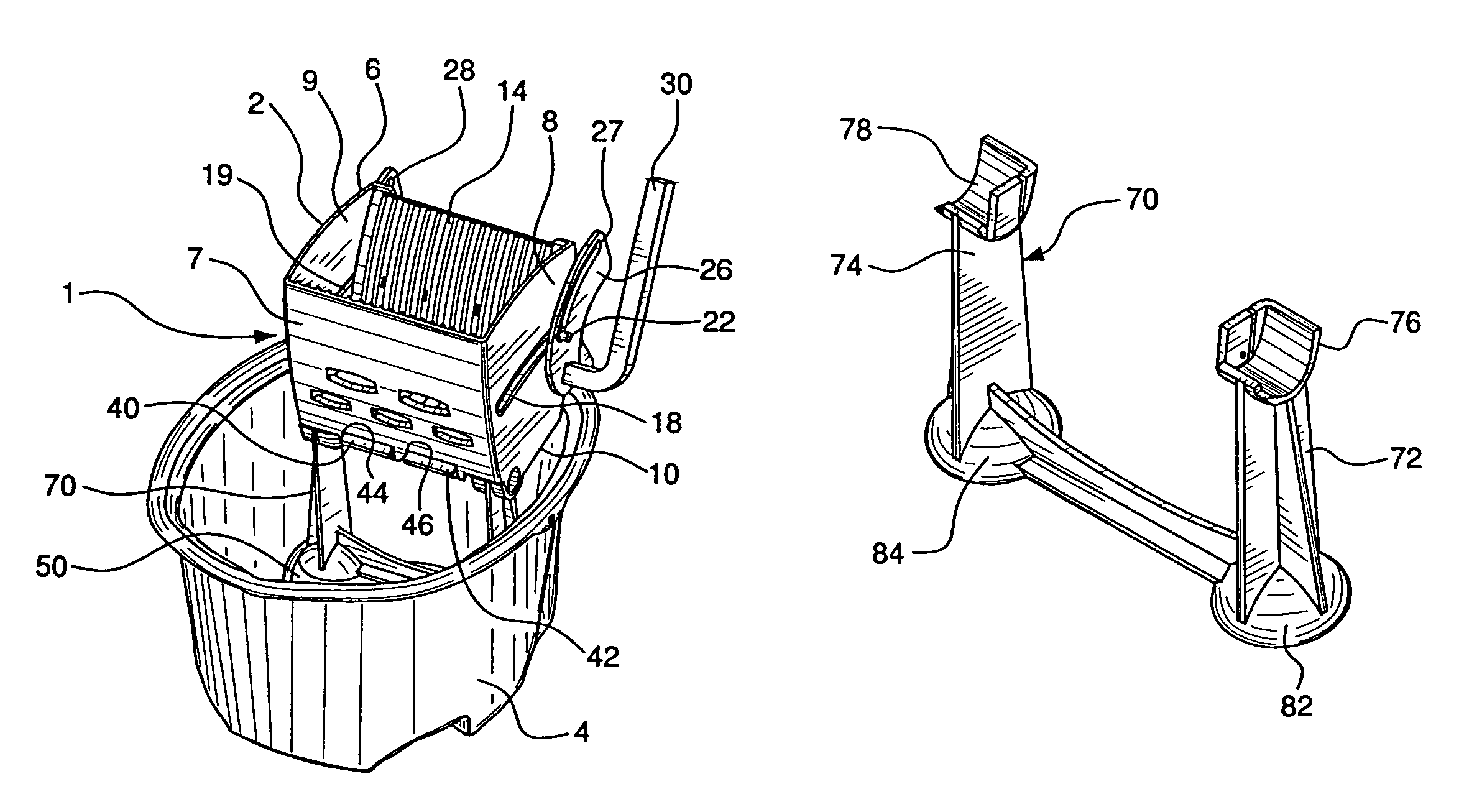 Combination mop wringer and bucket system