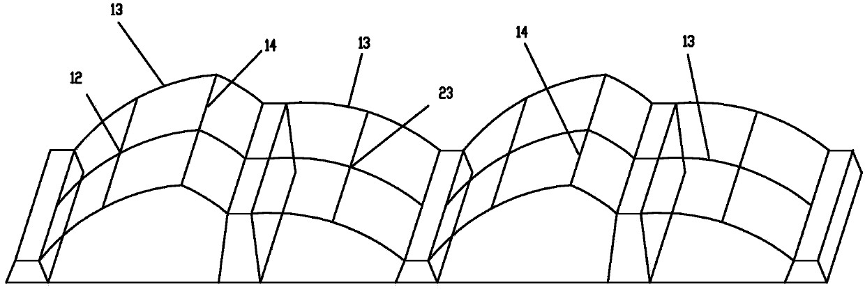 Ecological and energy-saving solar greenhouse of composite mud wall-canopy structure