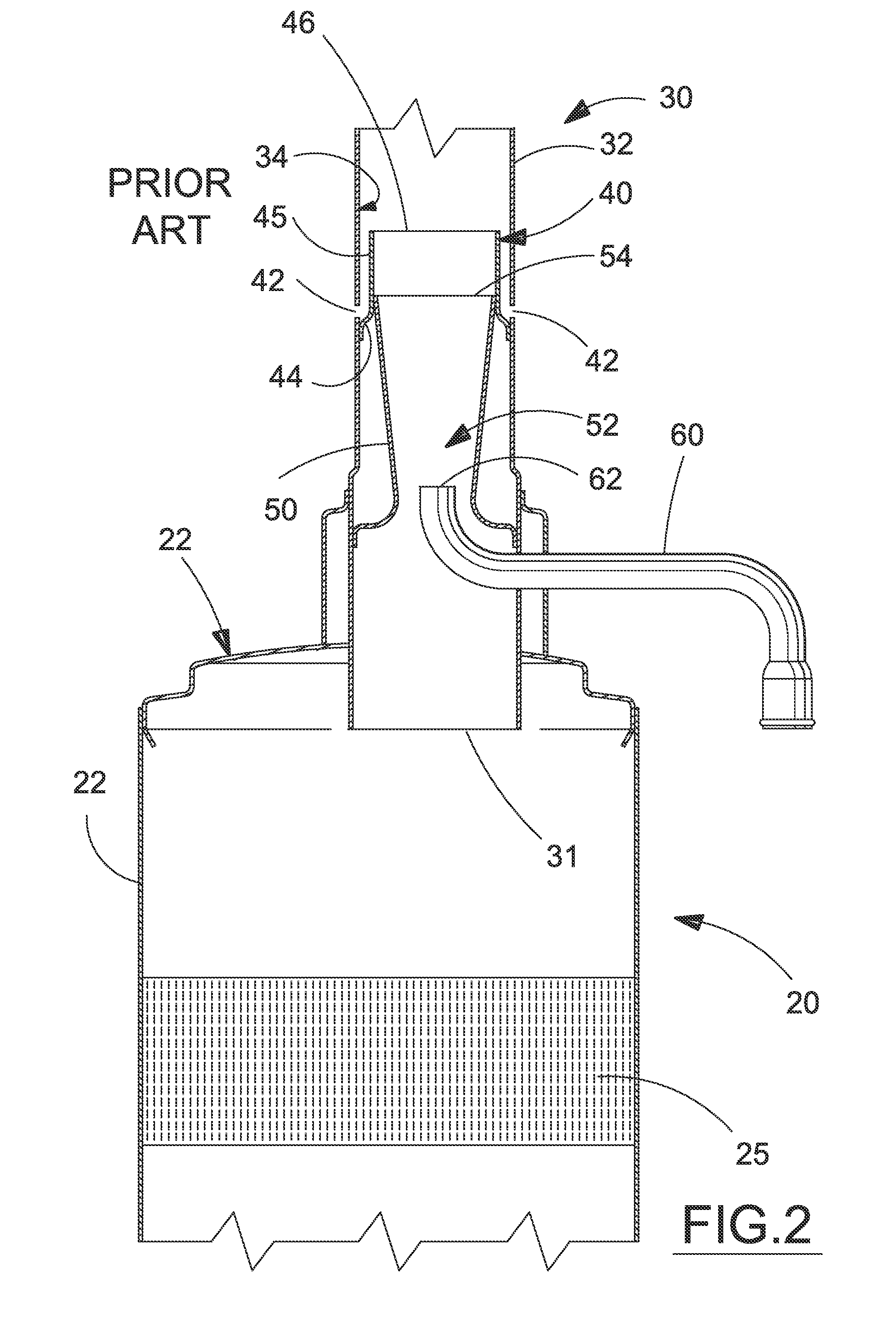 Combined intake aspirator venturi tube and water trap in vertical exhaust outlet stack