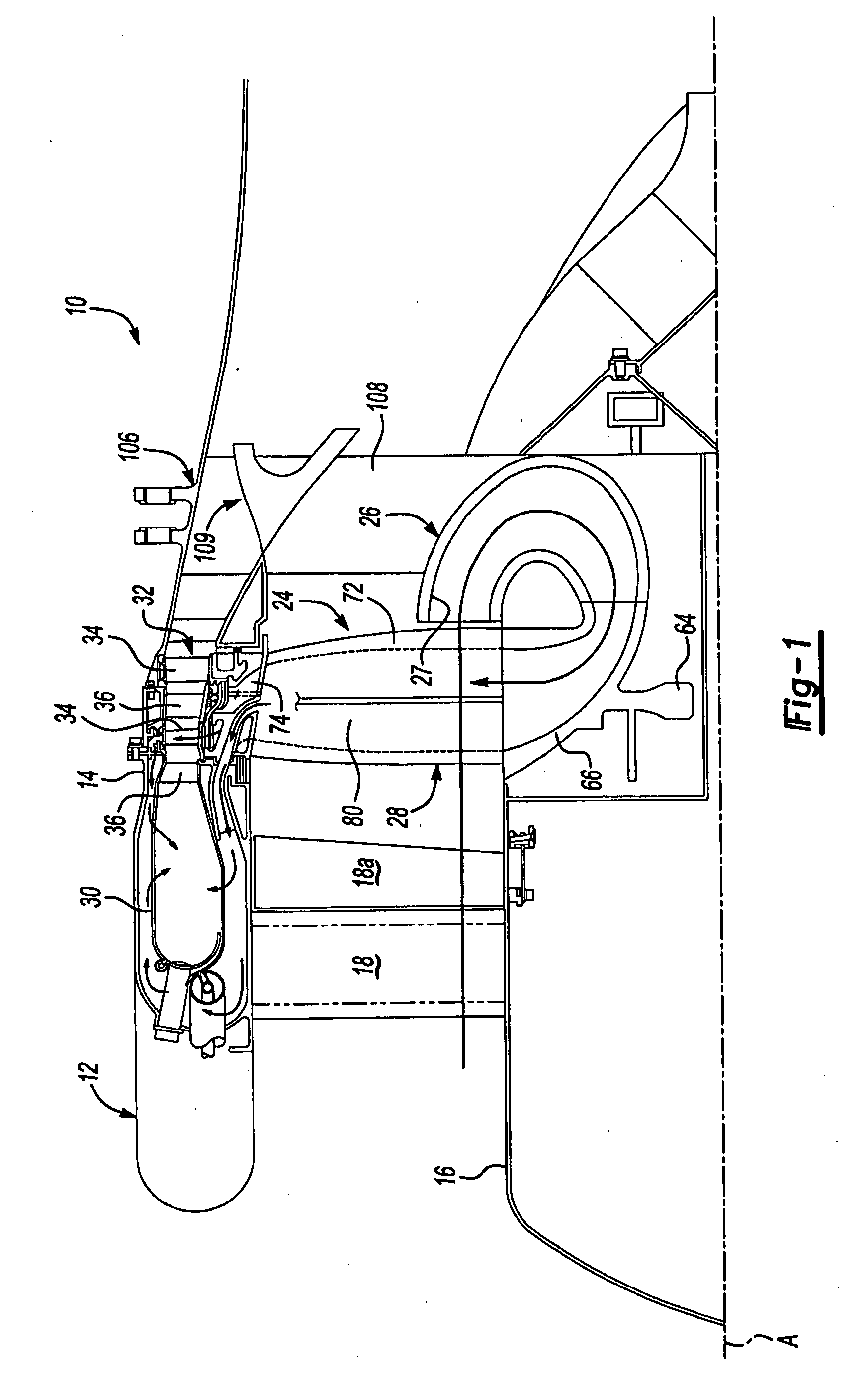 Tip turbine engine and operating method with reverse core airflow