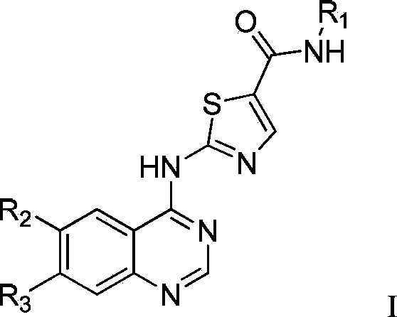 2-(quinazoline-4-amino)-5-thiazole carboxamide derivatives and biological medicine use thereof