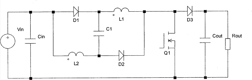 High-gain boost converter with inductance-capacitance switching network