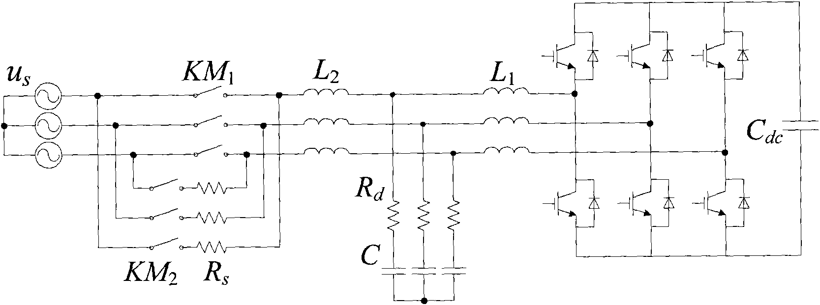 Method for controlling dynamic direct voltage of parallel connection type active electric filter